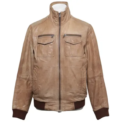 Veste en cuir (Beige) de Nils Sundström Coton, Cuir, Polyester