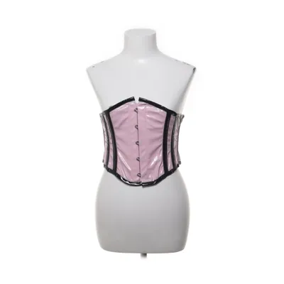 Corset (Burleska underbustkorsett i rosa pvc med vita detaljer och stålskenor för att skapa en timglasfigur. Snörning i ryggen och planchett framtill. hr ) from Burlesk Cotton, Polyurethane