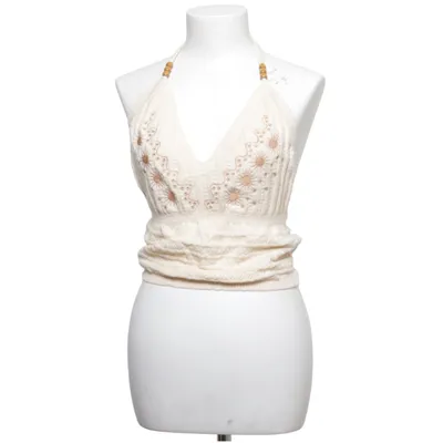 Halternecktopp (Beige, Flerfärgad) Polyamid, Polyester, Viskos