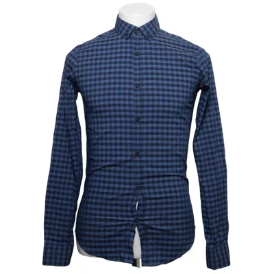 Shirt (Blue, Black) from Zara Man Basic Cotton, Elastane, Polyamide