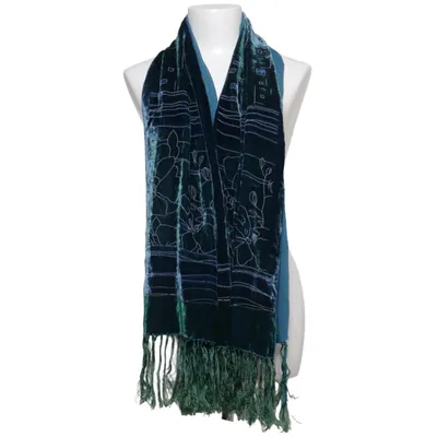 Sjaal (Blauw, Groen) van Besarani Zijde, Viscose