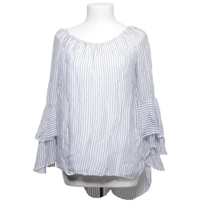 Bluse (Blå, Hvid) fra M & G Elastan, Silke, Viscose