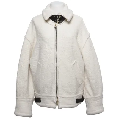 Veste en peau de mouton retournée (Blanc) de Laneus Nylon, Laine