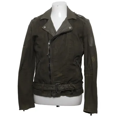 Veste de motard (Vert) de Be Edgy Coton, Cuir