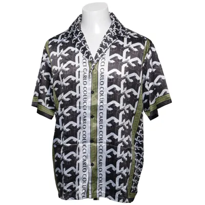 Kortärmad skjorta (Svart, Vit) från Carlo Colucci Elastan, Polyester