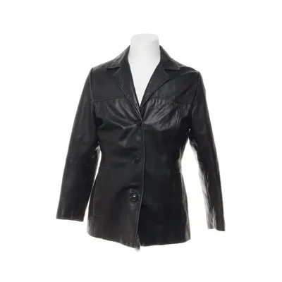 Leather blazer (Black) from Gipsy by Mauritius Polyester, Leather