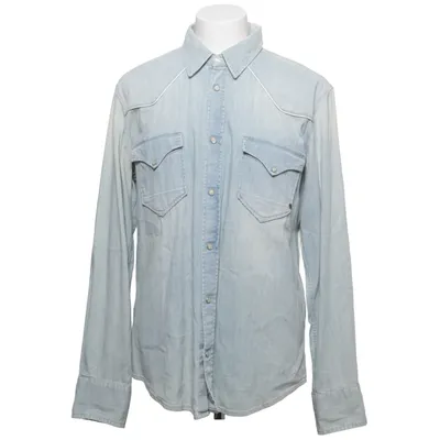 Denim blouse (Blauw) van Cycle Katoen, Elastaan