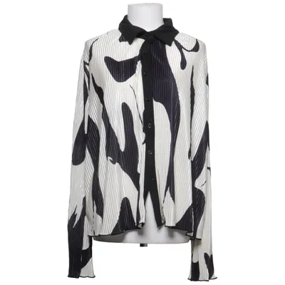 Blouse (Black, White) from Fashion Nova Cotton, Elastane, Polyester