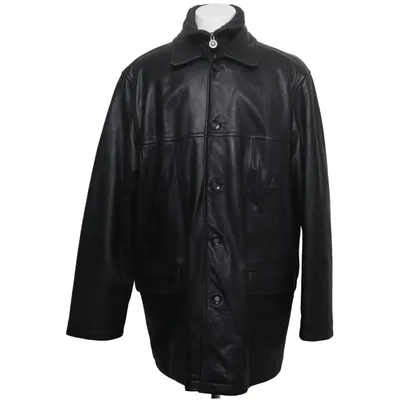 Leren jas (Zwart) van Petroff Acryl, Leer, Polyamide, Polyester, Wol
