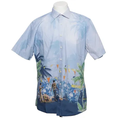 Short sleeve shirt (Blue, Multicolored) from Olymp Cotton