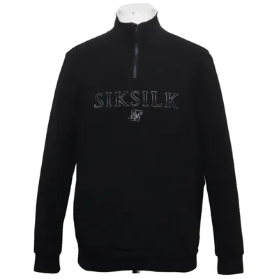 Sweatshirt (Noir, Blanc) de SikSilk Coton, Élasthane, Polyester