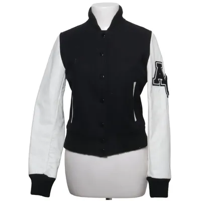 Collegejacke (Schwarz, Weiß) von American College Leder, Polyamid, Polyester, Wolle