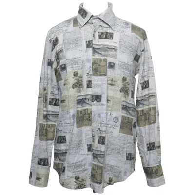 Shirt (Beige, Meerkleurig) van Circle of Gentlemen Katoen, Elastaan