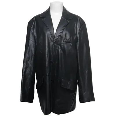 Leren jas (Zwart) van Saki Leer, Polyester