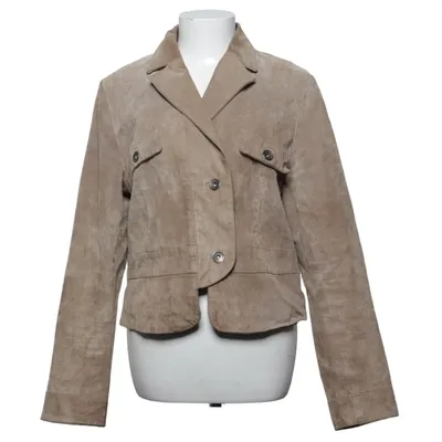 Läderjacka (Beige) från Pescara Akryl, Skinn, Polyester