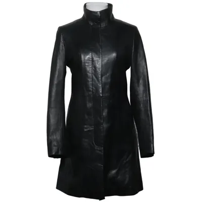 Leather coat (Like new, black, classic design, quality.) from Cole Haan Acetate, Leather, Polyamide