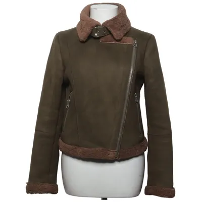 Shearling Jacke (Grün, Braun) von Zara Basic Outerwear Elasthan, Polyester