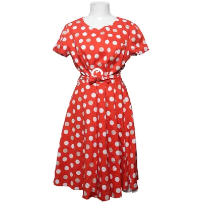 Dress (Red, White) from Bialcon Cotton, Elastane