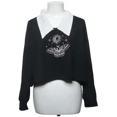 Top (Black, White) from Romwe Cotton, Polyester