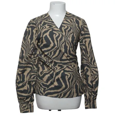 Wikkelblouse (Beige, Zwart) van Ganni Katoen