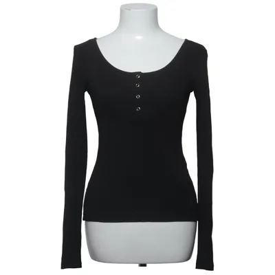 Henley shirt (Zwart) van Pieces Organisch katoen