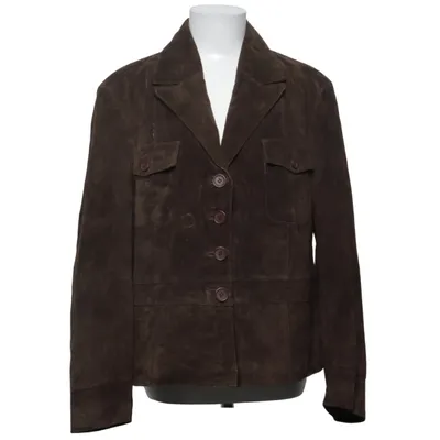 Læderblazer (Suede leather, brown color, like new.) fra Authentic Clothing Company Læder, Polyester