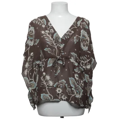 Wikkelblouse (Bruin, Blauw, Wit) van Simple Wish Viscose