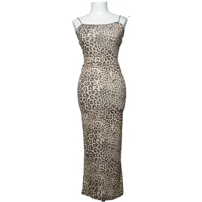 Långklänning (Beige, Svart) från Bershka Elastan, Polyester