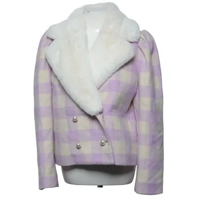 Veste (Dumont Jacket Lavender Check Tweed Faux Fur Coat) de LoveShackFancy Polyester, Laine