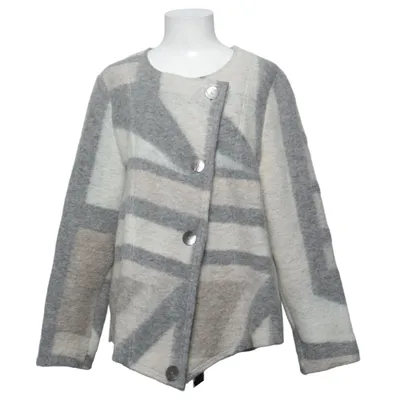 Cardigan (Gray, Beige) from Ralston Polyester, Wool