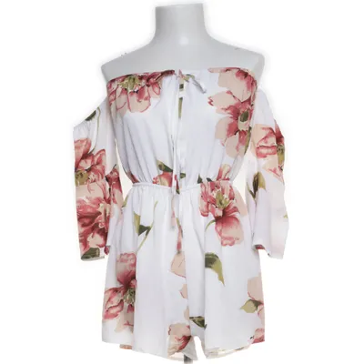 Byxdress (Vit, Rosa, Flerfärgad) från Romwe Bomull, Elastan