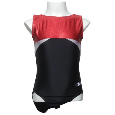 Gymnastics leotard (Red, Black, Silver) from Gimar Elastane, Polyamide