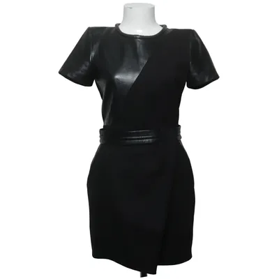 Kleid (Schwarz) von The Kooples Acetat, Cupro, Elasthan, Leder, Polyamid, Polyester, Viskose