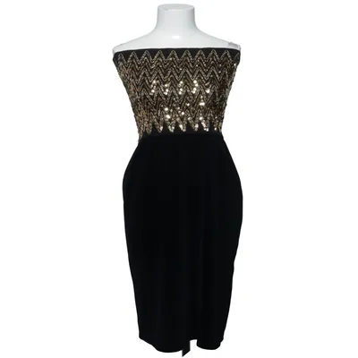 Cocktailklänning (Svart, Guldfärgad) Akryl, Elastan, Metallfiber, Polyester