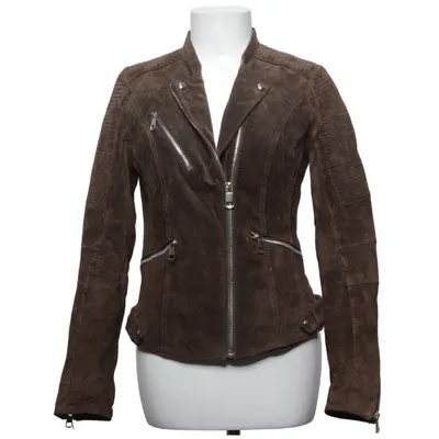 Veste de motard (Marron) de Rookie Élasthane, Cuir, Polyester, Soie