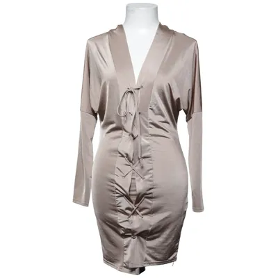Shirt dress (Beige) from Boohoo Elastane, Polyester