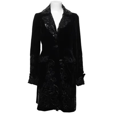 Blazer (Noir) de Anna Sui Acétate, Cuir, Soie