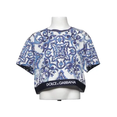 Crop top (Blå, Vit, Flerfärgad) från Dolce & Gabbana Elastan, Polyamid, Polyester