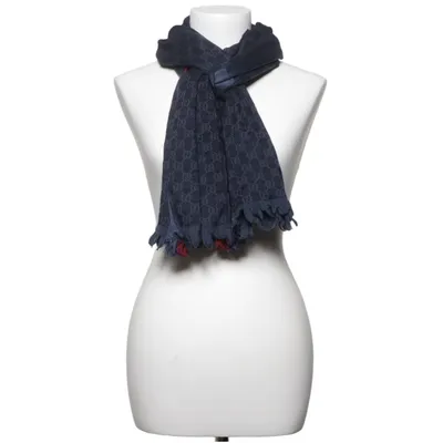 Sjaal (Blauw, Rood) van Gucci Zijde, Wol