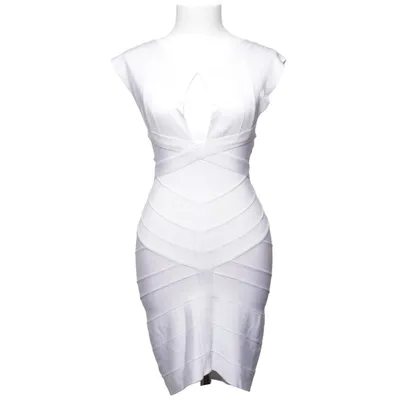 Dress (Beige) from Herve Leger Elastane, Polyamide, Viscose