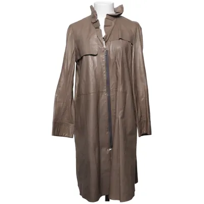 Veste longue en cuir (Marron) de Marni