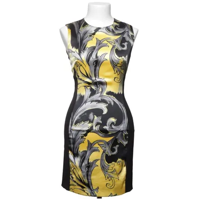 Jurk (Geel, Zwart) van Versace Collection Katoen, Elastaan, Polyamide, Polyester, Viscose