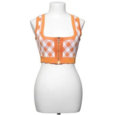 Crop top (Orange, Blanc) de Balmain Élasthane, Polyamide, Viscose