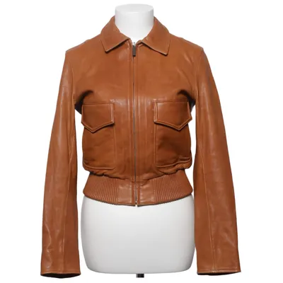 Veste en cuir (Marron) de Helmut Lang Cuir, Soie