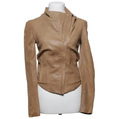 Veste en cuir (Marron) de Helmut Lang Coton, Élasthane, Cuir, Soie