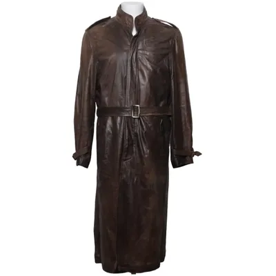 Manteau en cuir (Marron) Cuir, Polyamide, Viscose