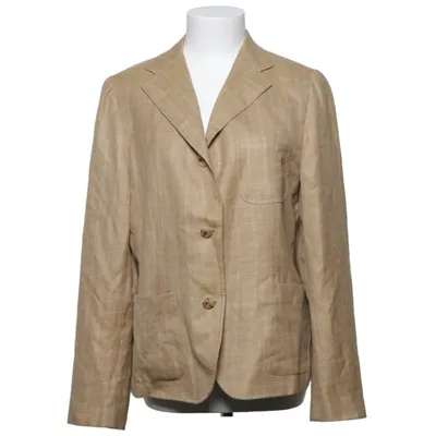 Blazer (Beige) van Ermenegildo Zegna Cupro, Linnen, Zijde, Wol