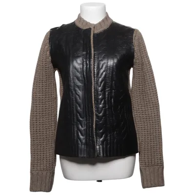 Cardigan (Brun, Sort) fra Givenchy Kashmir, Læder, Merinould, Viscose