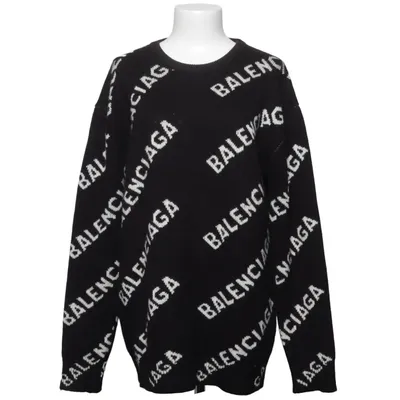 Pull-over (Noir, Blanc) de Balenciaga Polyester, Laine