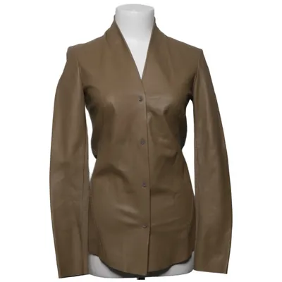 Leren blazer (Bruin) van Helmut Lang Leer, Wol, Cupro